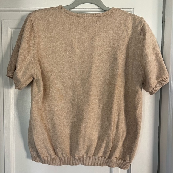 Vintage Alfred Dunner Beige Floral Embroidered Knit Top Blouse Cottagecore M/L - Picture 10 of 10